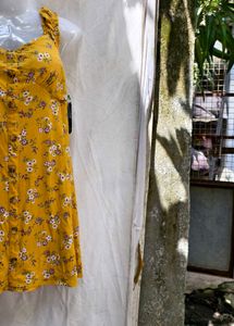 I. Yellow Floral Button-Up Mini Dress