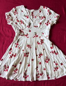 White Floral Printed Flare Mini Dress