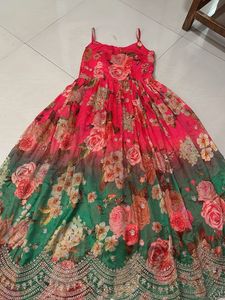 Stunning Floral Print Ethnic Gown