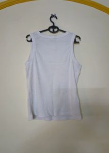 Men's White Ribbed Tank Top