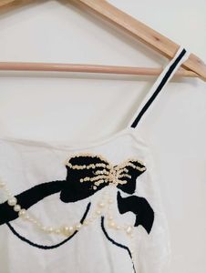 White Cami Top with Bow Detail