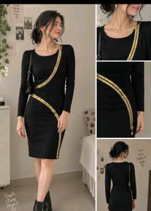 Chic Black Dress with Gold Zipper Detail