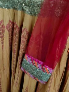 Orange Anarkali Gown with Dupatta
