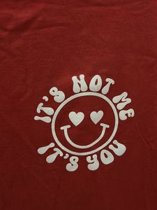 Red Graphic oversized Tee with Smiley Design