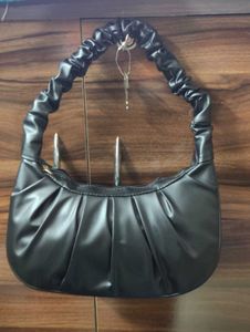 Black Ruched Handle Shoulder Bag