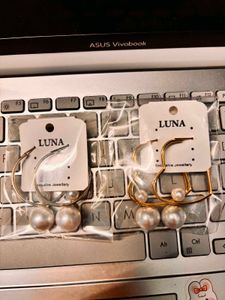 Elegant Pearl Hoop Earrings Set
