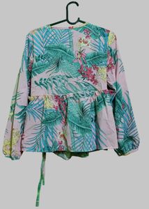 Floral Print Wrap Top
