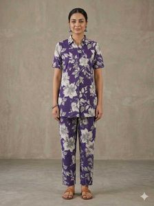 Purple Floral Kurta Set