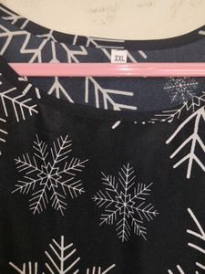Black Snowflake Print Tunic Top