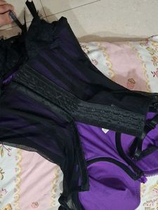 goth Purple &amp; Black Lace Corset Top