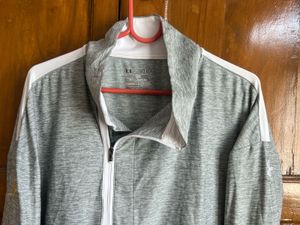 Under armour Gray Heathered Zip Neck Pullover Top