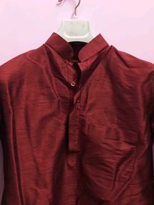 Elegant Maroon Silk Kurta