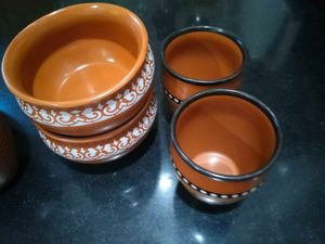 Terracotta Bowls and Cups Set