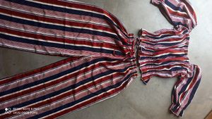 Boho Stripe Off-Shoulder Crop Top &amp; pant Set