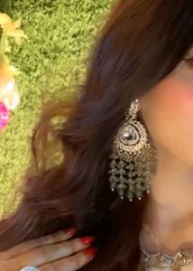 Designer Partywear Long Stone Studded Earrings