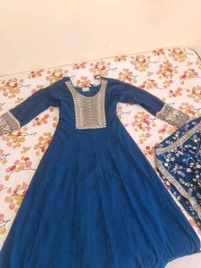 Blue anarkali Embroidered Suit with Dupatta 💖