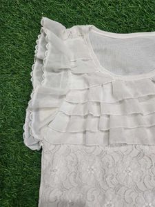 Elegant White Lace Ruffle Top