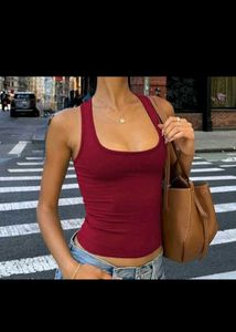 Maroon Ribbed Racerback Tank Top