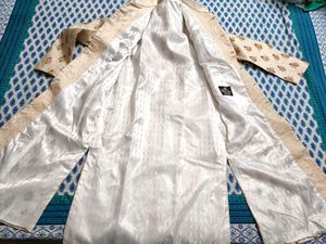 Groom Embroidered Silk Sherwani Set With Juttis