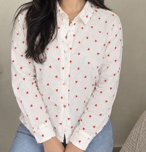 Cute White Shirt with Red Hearts