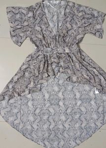Chic Snake Print High-Low Dress and short skirt