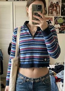 Striped Quarter Zip Sweater