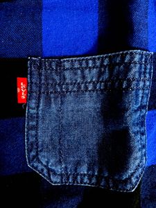 Levi's Blue Plaid Denim Shirt