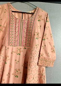 Elegant Peach Floral Anarkali Kurti