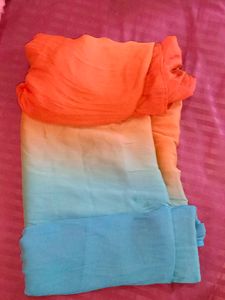 Ready to wear Orange and Blue Ombre Saree