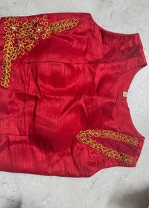 Red Embellished Padded Blouse