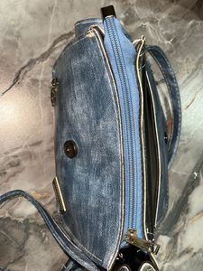 Denim Crossbody Bag with Charms