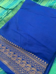 Royal Blue Saree with Gold Border
