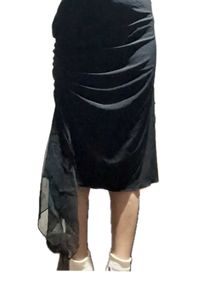 Black Ruched Midi Skirt