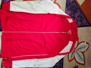 Red & White Zip-Up Jacket