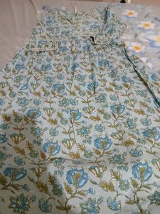 Blue Floral Block Print Kurta