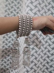 Silver Jhumka Bangles