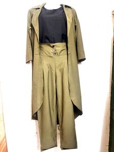 Olive Green 3-Piece Pant Suit