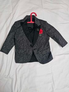 JACKJO Boys 5PCS Coat Suit Set (Black/Silver ThinS