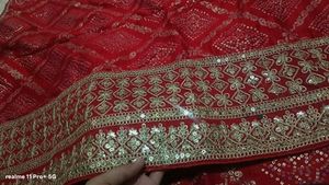 Designer red party wear saree