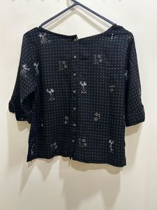 Black Printed Top