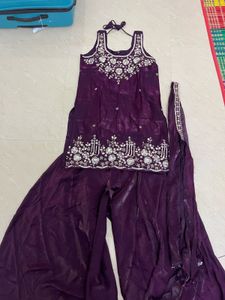 Embroidered Purple Silk sharara