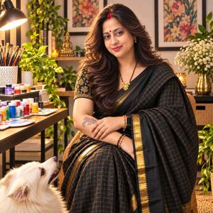 Elegant Black Mangalgiri Silk Saree