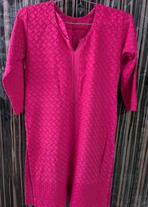 Vibrant Pink Textured Kurti