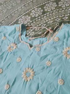 Light Blue Embroidered Kurta