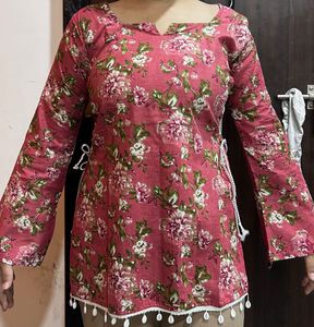 Pink double side dori kurti