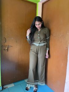 Olive Green Ethnic co ord set