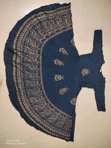 Blue Branded Umbrella Kurti