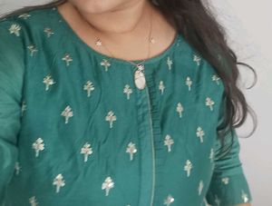 Green Embroidered Kurta