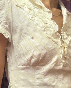 Pastel Yellow Ruffled V-Neck Fitted Top