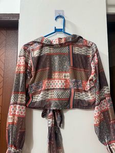 Printed Wrap Crop Top